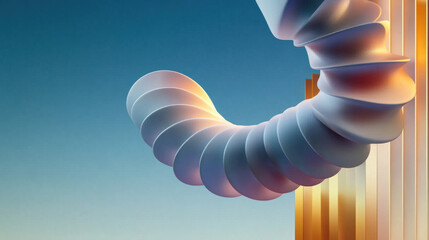 Wall Mural - Abstract Sculpture Against a Gradient Sky