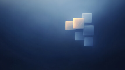 Wall Mural - Floating Cubes in a Blue Gradient