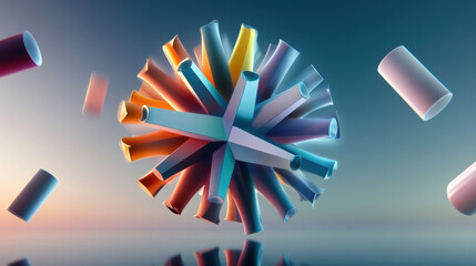 Wall Mural - Colorful Cylinders in Motion