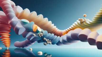 Wall Mural - Abstract 3D Shapes in Pastel Colors