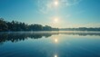 © GIFTE - Serene lake reflection at sunrise forest landscape nature photography calm environment wide view