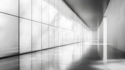 Wall Mural - a long, empty hallway with a lot of windows