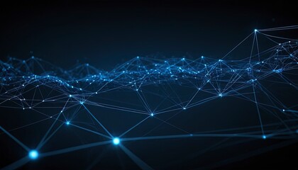 Digital Network: An abstract visual of a digital network, with interconnected nodes and lines forming a complex web of data transfer and communication, in shades of blue, showcasing technology.