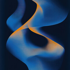 Wall Mural - Abstract Flowing Waves in Blue and Orange