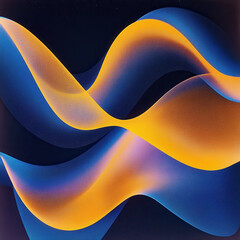 Wall Mural - Abstract Flowing Waves in Blue and Orange