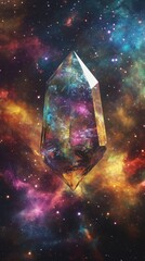 Wall Mural - a colorful crystalline structure surrounded by a vibrant starry cosmic background