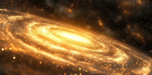 Wall Mural - a stunning golden spiral galaxy surrounded by brilliant star fields