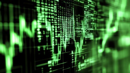 Abstract green digital data visualization with graphs and charts