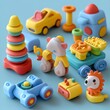 © Olya - Colorful Plastic Toys for Children Educational Collection Isometric 3D Rendered Play Icons