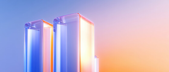 Wall Mural - Colorful Glass Structures on Gradient Background