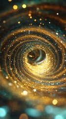 Wall Mural - an abstract spiral design displaying swirling golden and teal colors