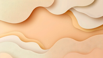 Wall Mural - Abstract beige paper cut waves background design for website or presentation