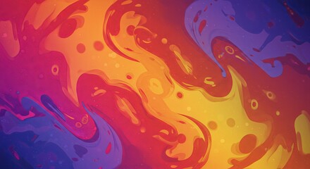 Poster - A colorful abstract painting with a yellow and blue swirl