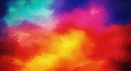 Poster - A colorful painting of a rainbow with a brush stroke style