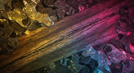 Poster - A wooden log with a colorful background