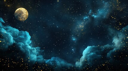 Wall Mural - The Illustrative Celestial Scene Featuring a Luminous Sphere and Cosmos