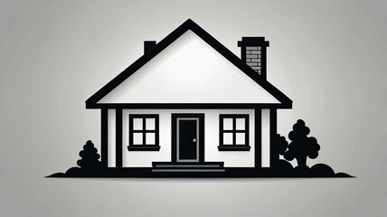 Minimalist House Icon . Black Outline Vector on White Background