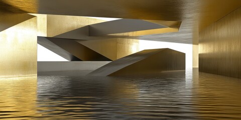 Wall Mural - interior architectural design featuring water and geometric shapes