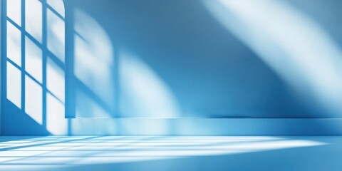 Leinwandbilder - Minimalist Blue Abstract Background with Soft Light and Gentle Shadows for Product Presentation