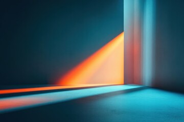Aufkleber - Geometric Light Composition in Dark Space with Orange and Blue Beams for Abstract Photography Inspiration