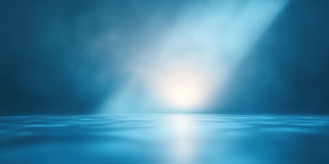 Leinwandbilder - Abstract Blue Background with Blurred Shadows and Soft Light for Artistic Product Presentation