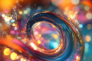 Wall Mural - a swirling vibrant iridescent colorful composition with blurred lights