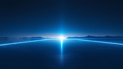 Wall Mural - panorama blue circuit microchip technology background, hi-tech digital and communication concept, mi