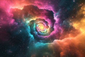 Wall Mural - a colorful spiral nebula composed of vivid swirling celestial clouds