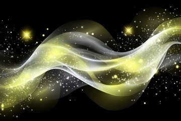 Wall Mural - Abstract illustration featuring flowing waves of light and sparkling stars