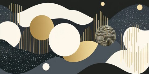 Wall Mural - abstract geometric artwork featuring various shapes and colors in harmony