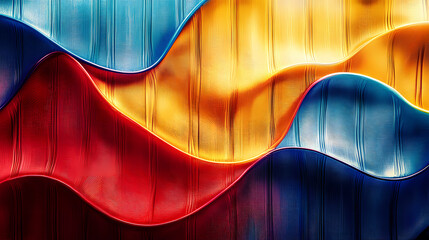 Red, yellow, and blue abstract wave pattern