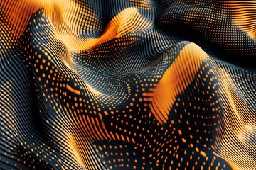 Wall Mural - Abstract graphic display of curves lines and illuminated dots