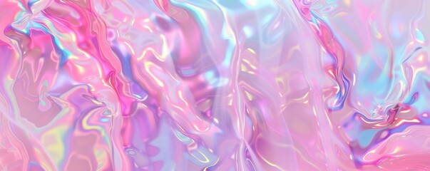 Wall Mural - colorful holographic abstract soft blurred noise pink pastel flowing glossy curve wave liquid smooth