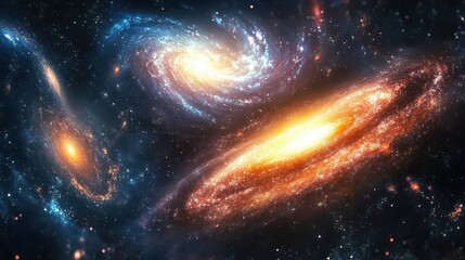 Wall Mural - a colorful artistic representation of galaxies and celestial objects