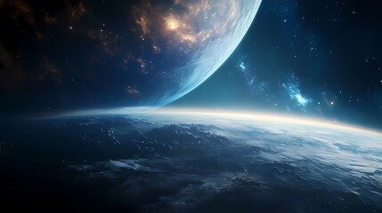 Wall Mural - vast sci-fi universe with planets and nebulae