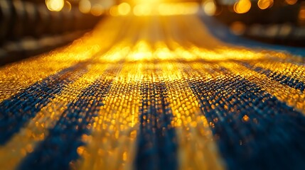Golden sunlight illuminating textured fabric.