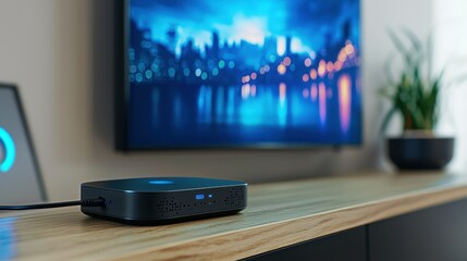 Wall Mural - wireless streaming device plugged into a smart tv