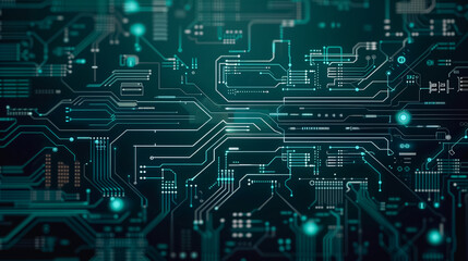 Wall Mural - digital pathways: an intricate and mesmerizing close-up view of a circuit board, with its complex ne