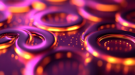 Close up of purple and gold rings with bokeh lights abstract background art