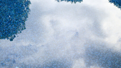 Wall Mural - swimming pool water surface and ripple wave with blue mosaic tiles