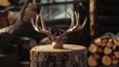 © Alloca Design Studio - a nice deer horns on a wooden log