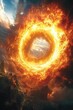 © cik - Fiery portal in a turbulent sky, swirling clouds, and dramatic light effects