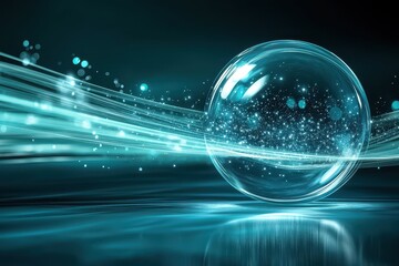 Wall Mural - an abstract image showing a glass sphere with glowing trails