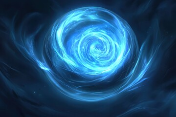 Wall Mural - An abstract swirling blue energy sphere against a dark background