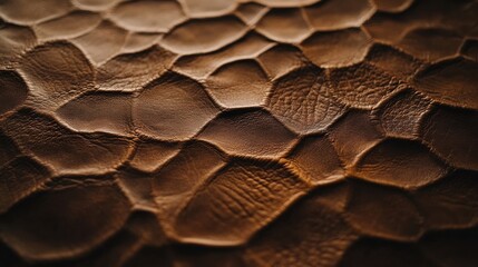 Wall Mural - Close-up of textured brown leather surface with geometric pattern design