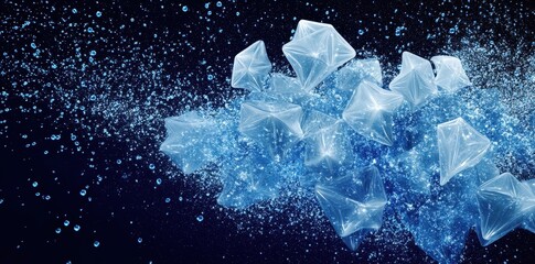 Wall Mural - abstract composition of glowing ice crystals and droplets in space