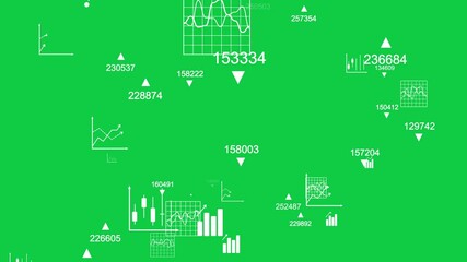 economy and financial infographics and icond on green background animation,stock market and exchange news isolated motion design element