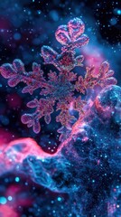Wall Mural - a stunning iridescent snowflake sits atop an artistic nebula