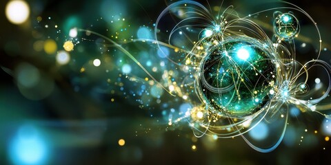 Wall Mural - an abstract artistic depiction of interconnected glowing orbs and lines
