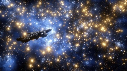 Canvas Print - a futuristic spaceship traveling through vast expanses of outer space
